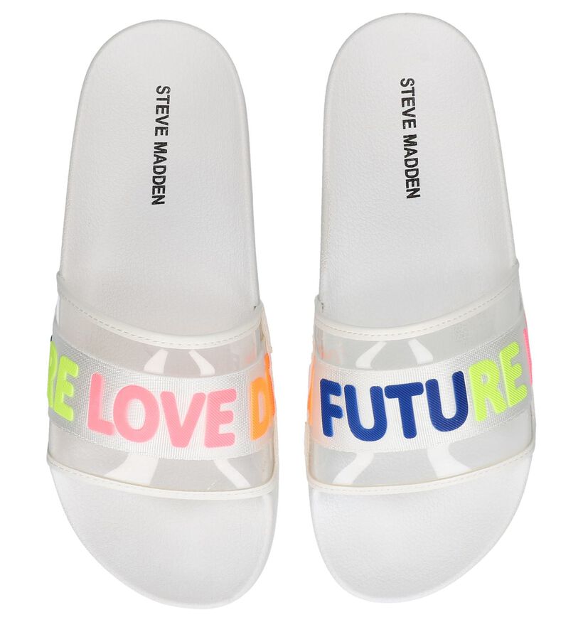Steve Madden Shower Witte Badslippers in stof (248662)