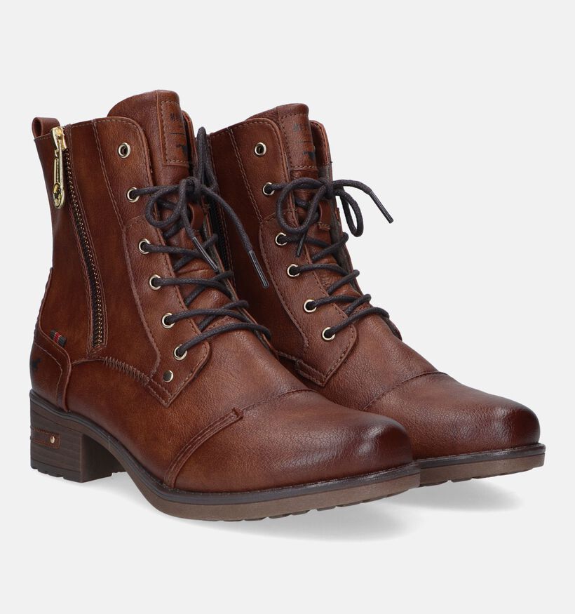 Mustang Boots à lacets en Cognac pour femmes (329601)