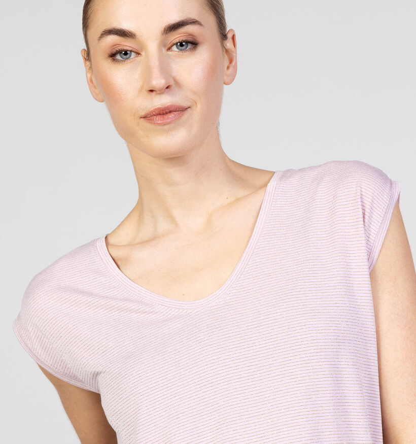 Pieces Billo Lurex T-shirt en Rose pour femmes (367084)