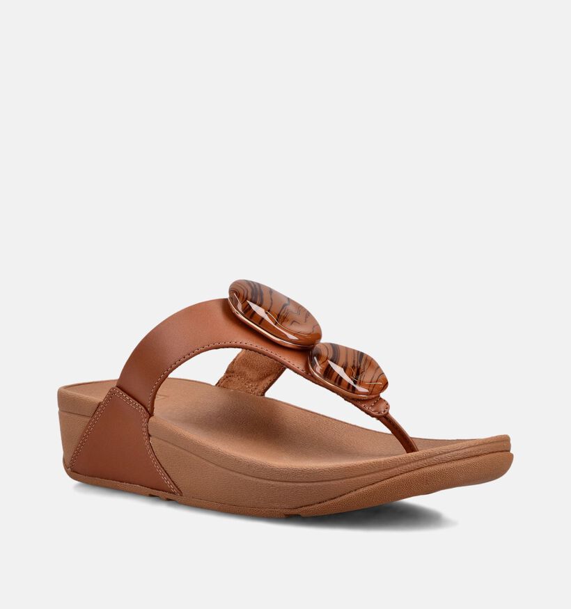 FitFlop Lulu Marbeld-Stone Bruine Slipper met Sleehak voor dames (368650)