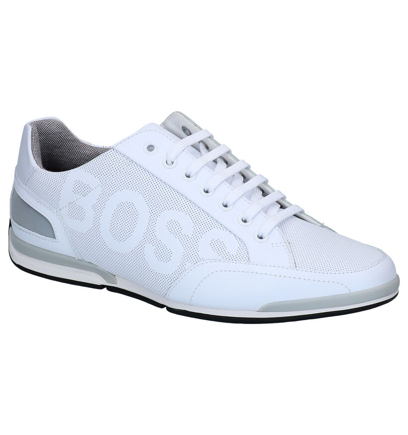 Hugo Boss Saturn Low Witte Veterschoenen in leer (285645)