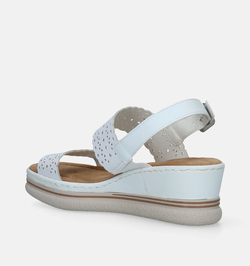 Rieker Witte Sandalen met sleehak voor dames (339139)