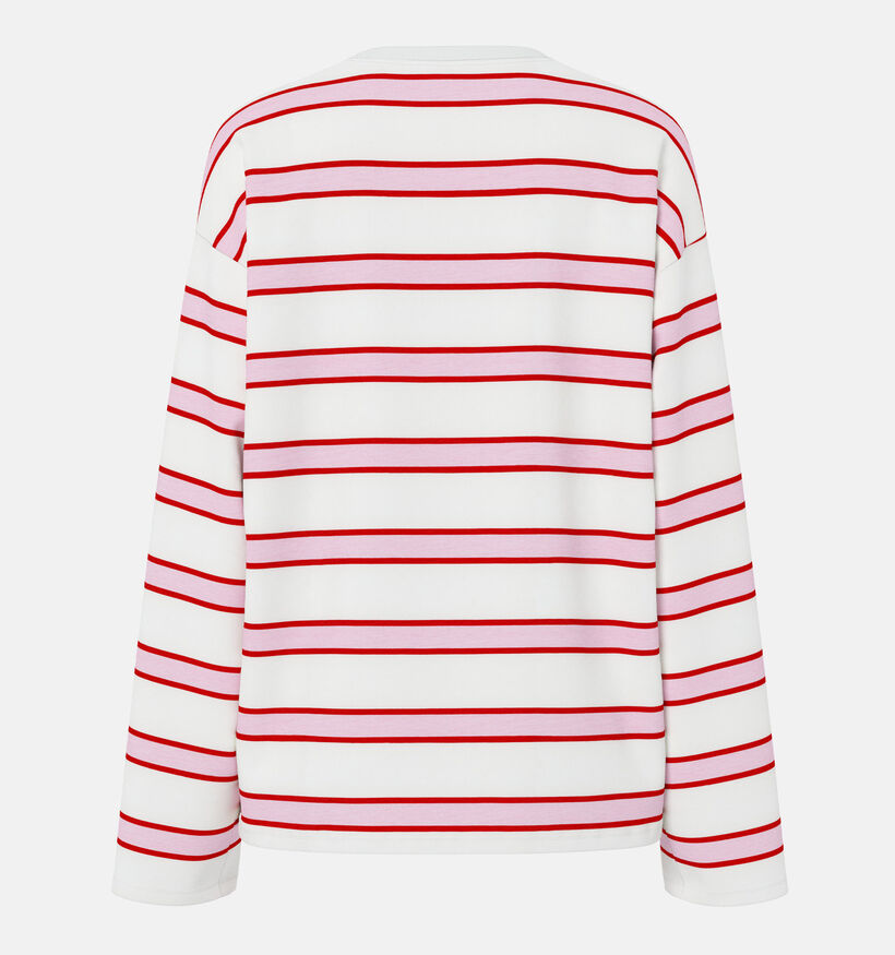 Pieces Mila Loose Witte/Roze T-shirt voor dames (367049)