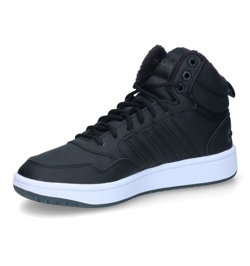 adidas Hoops 3.0 Mid Zwarte Sneakers in kunstleer (316561)