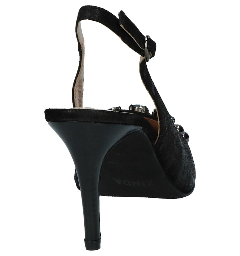 Zinda Zwarte Pumps met Open Hiel in leer (220127)