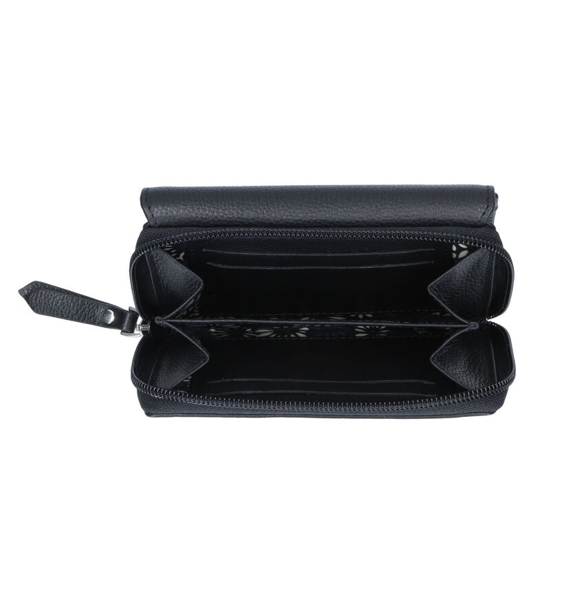 Euro-Leather Porte-monnaie zippé en Noir pour femmes (353534)