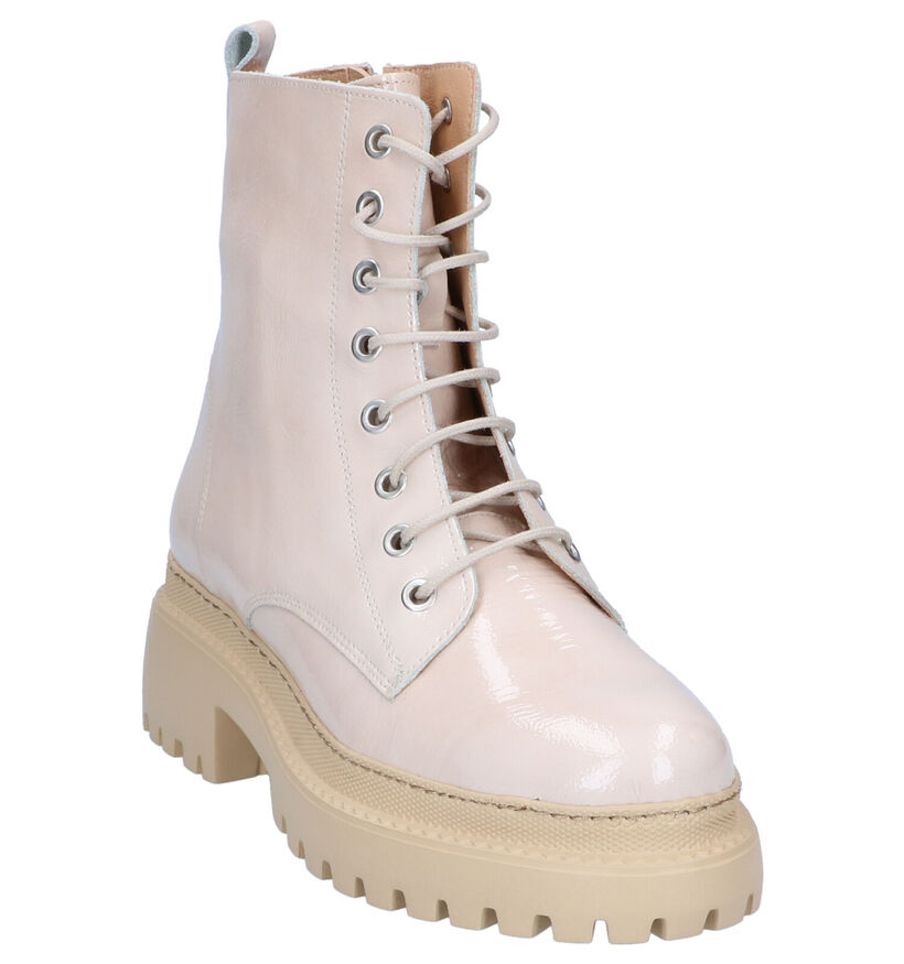 KMB Boots à lacets en Beige clair en cuir (298927)