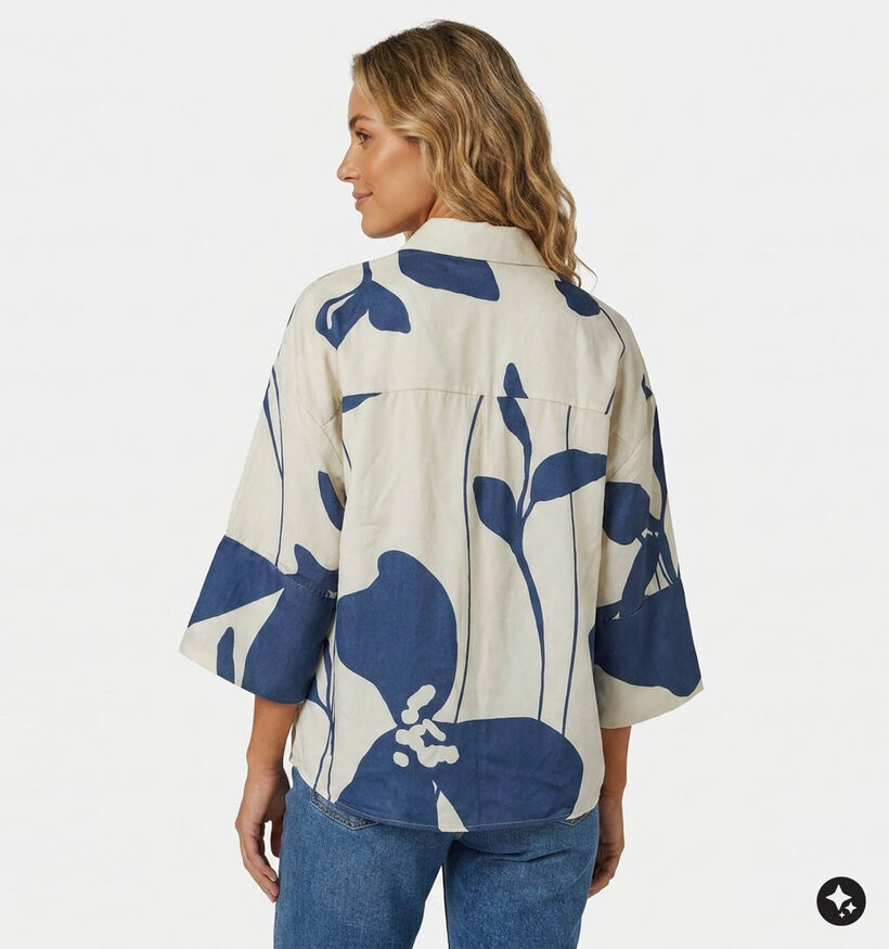 Vila Murina Beige/Blauwe Blouse voor dames (385898)