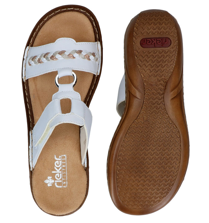 Rieker Nu-pieds plates en Blanc pour femmes (354945)