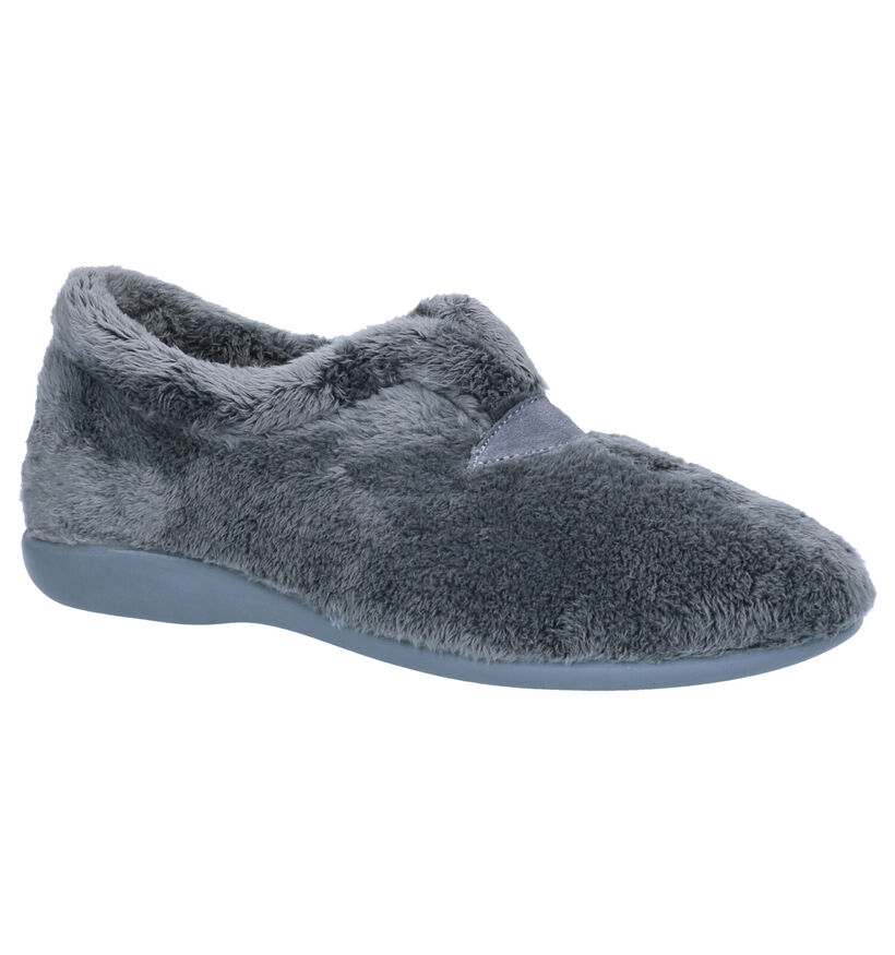 Via Limone Pantoufles fermées en Gris foncé en faux fur (254855)