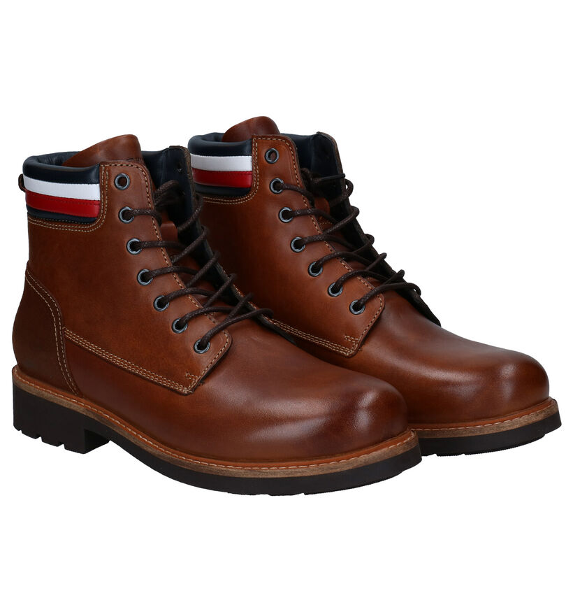 Tommy Hilfiger Corporate Leather Bottines en Cognac en cuir (279970)