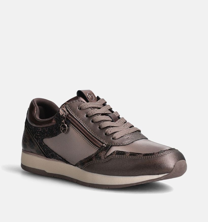 Tamaris Lage Sneakers Met Rits Bruin voor dames (360592) - geschikt voor steunzolen
