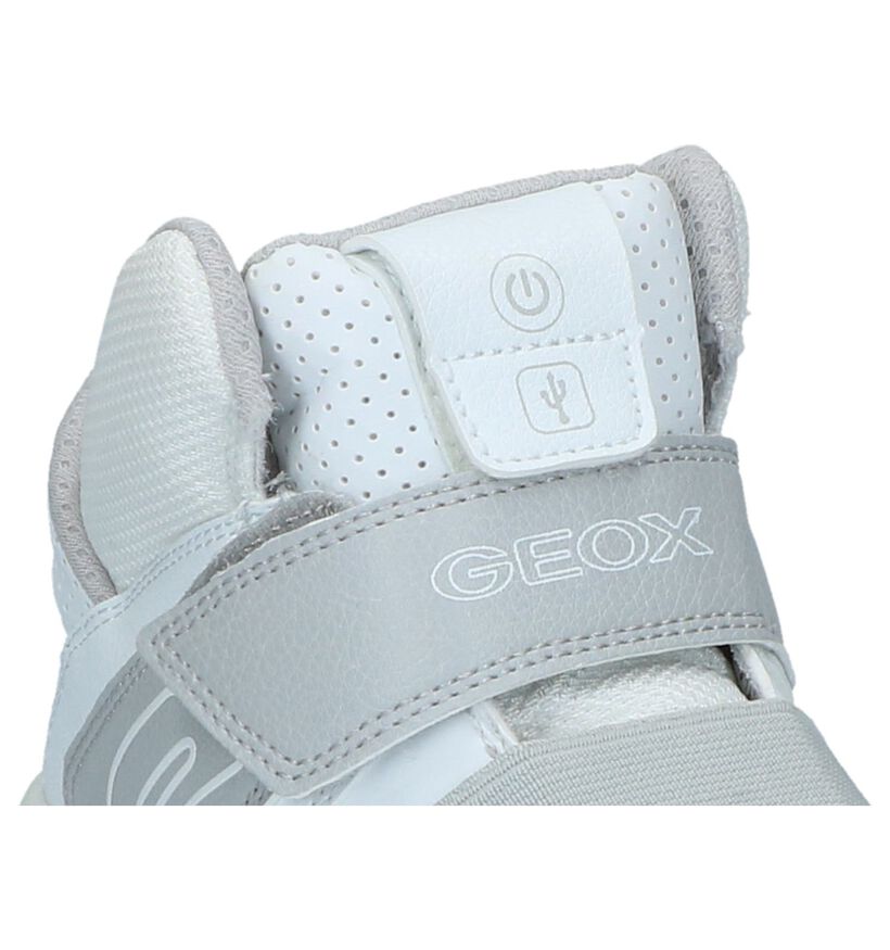 Geox Witte Hoge Sneakers met Lichtjes in stof (223185)
