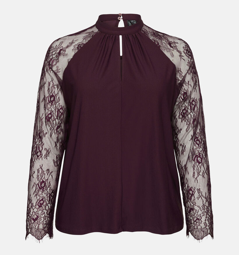 Vero Moda Curve Milla Bordeaux Blouse met Lange Mouwen voor dames (381429)