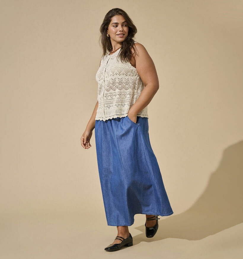 ONLY Carmakoma Bea Blauwe Midi-Rok voor dames (378396)
