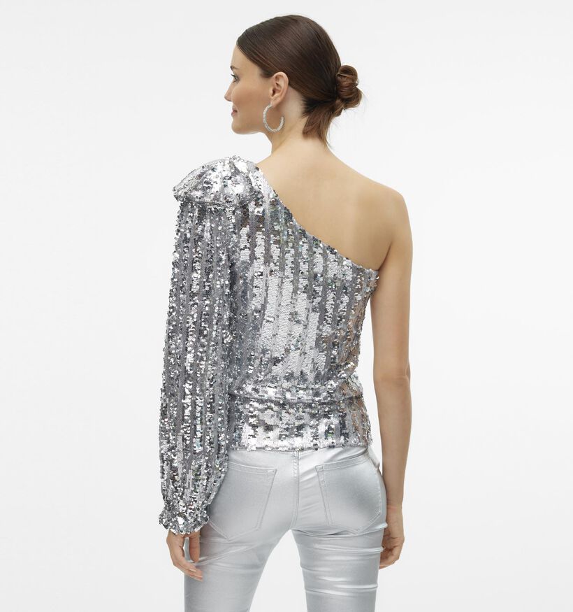 Vero Moda Efi One shoulder blouse en Argent pour femmes (349057)