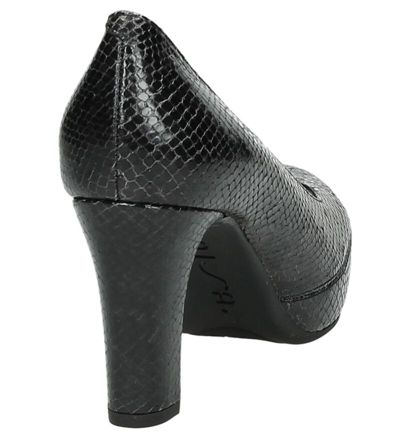 Zwarte Unisa Pumps met Slangenprint,  Zwarte Unisa Pumps met Slangenprint, , pdp