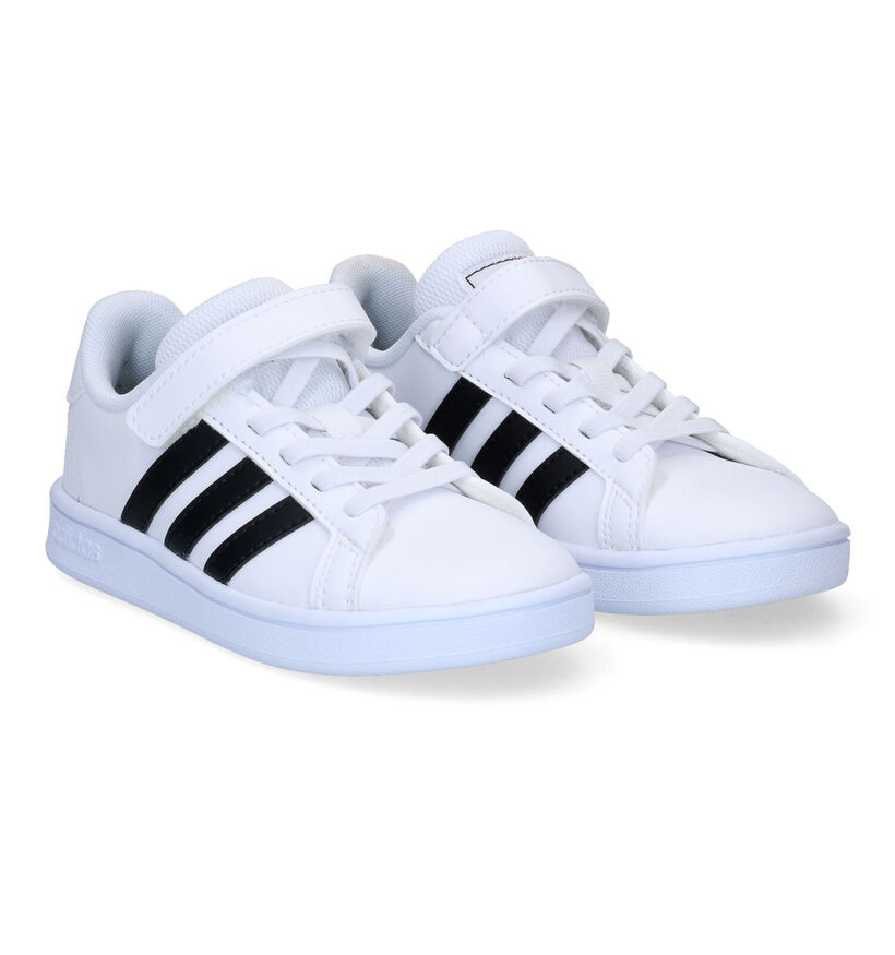 adidas Grand Court C Witte Sneakers voor jongens (318923)