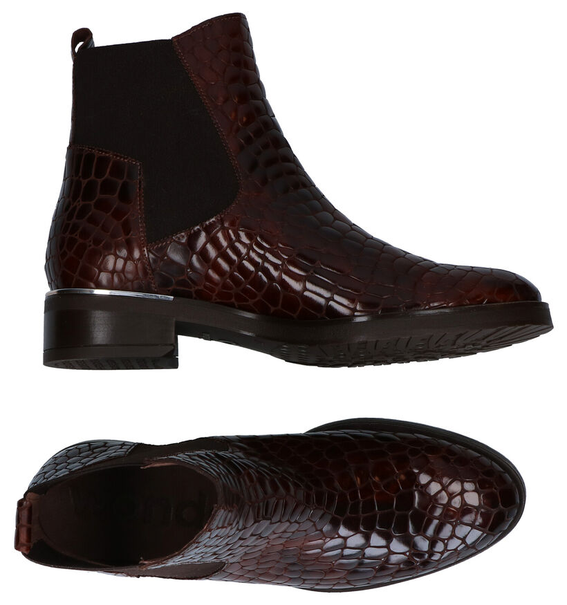 Wonders Bottines plates en Brun foncé en cuir (298918)