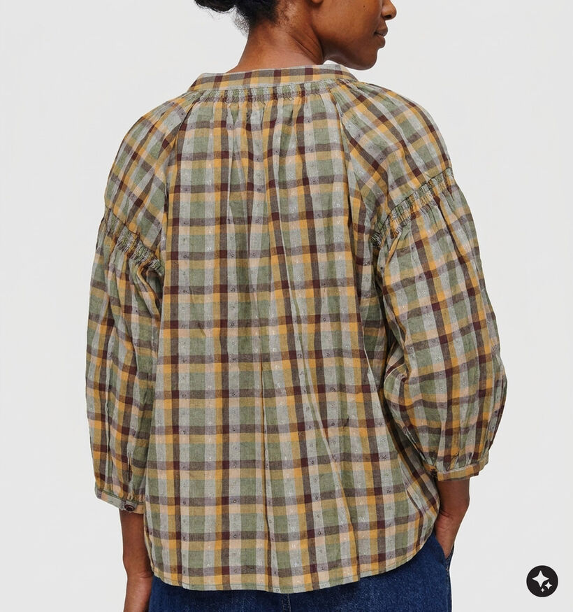 Orfeo Daniele Groene Geruite Blouse voor dames (381646)