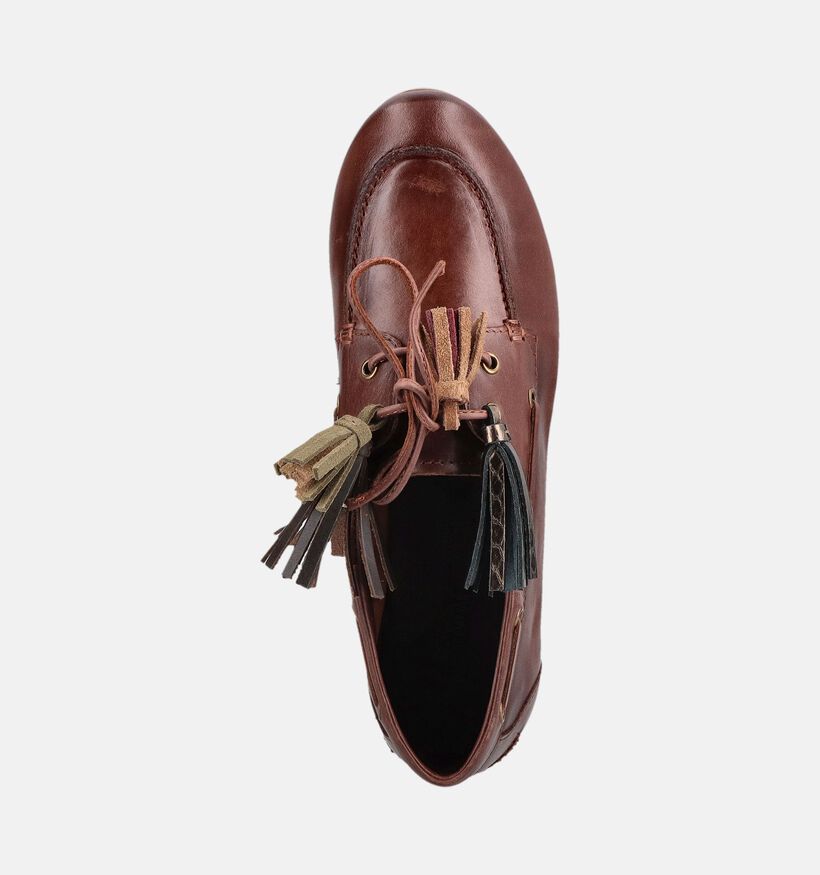 PS Poelman Chaussures bateau en Brun fonc&eacute; pour femmes (384353)