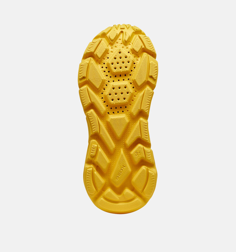 Geox Flexyper Baskets en Bleu fonc&eacute;/Jaune pour gar&ccedil;ons (370142) - pour semelles orthop&eacute;diques