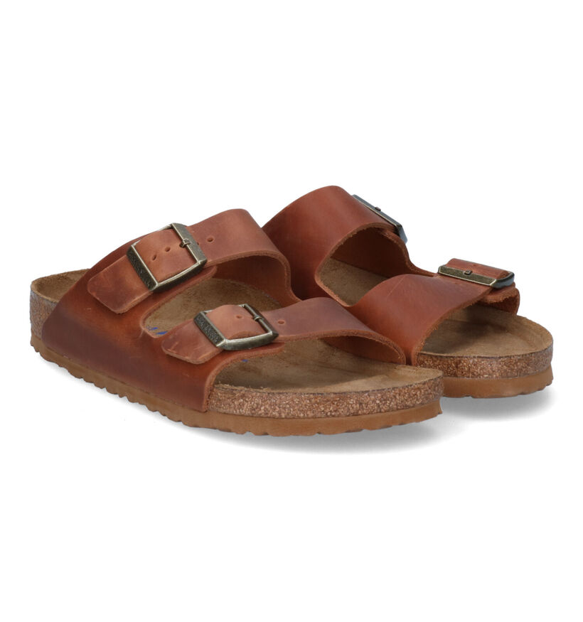 Birkenstock Arizona Cognac Slippers in leer (313708)