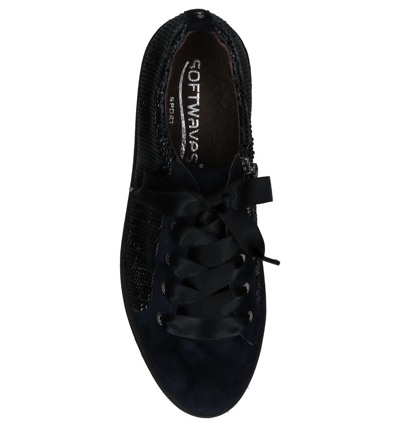 Donkerblauwe Geklede Sneakers Softwaves in leer (232670)