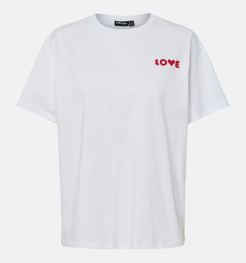 Pieces Witte Love T-shirt voor dames (362262)