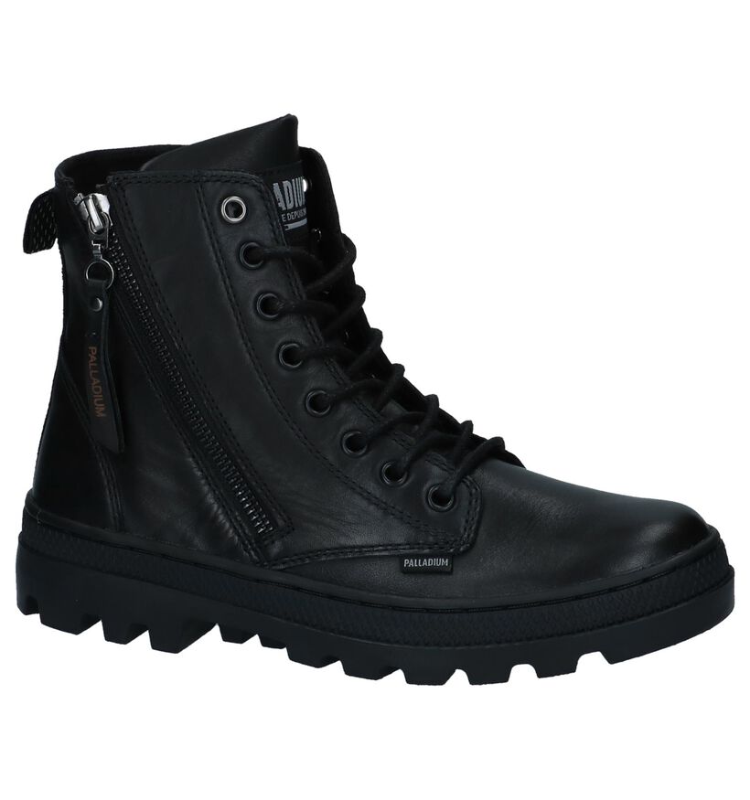 Palladium Zwarte Boots met Rits/Veter in leer (225220)