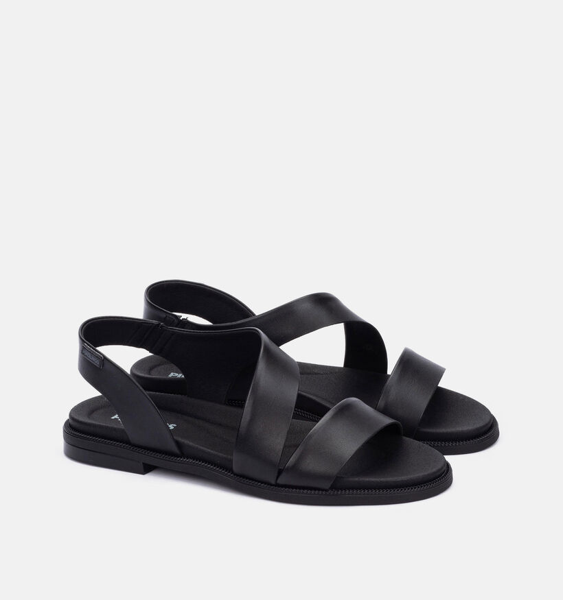 Pikolinos Navia Zwarte Platte Sandalen voor dames (370547)