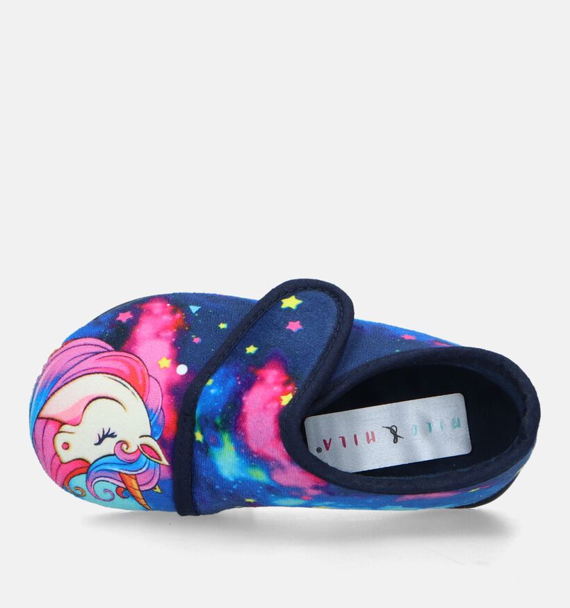 Milo & Mila Blauwe Pantoffels met unicorns voor meisjes (332262)
