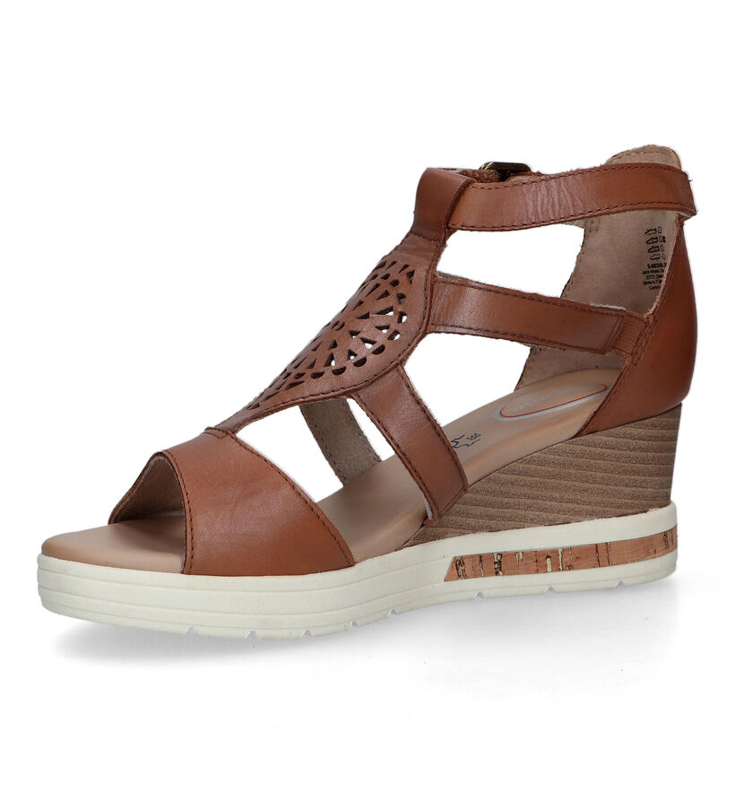 Tamaris Comfort Sandales avec talon compensé en Cognac pour femmes (323050)