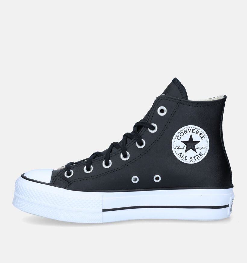 Converse CT All Star Leather Platform Zwarte Sneakers voor dames (332822)