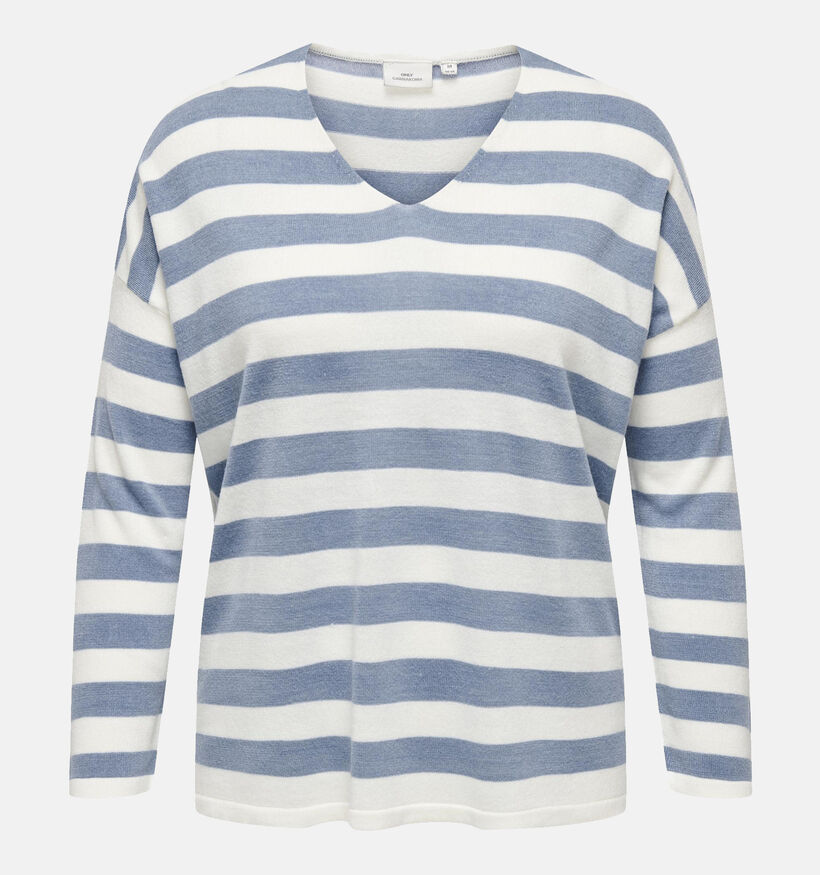 ONLY Carmakoma Amalia Blauw Gestreept T-shirt voor dames (344208)