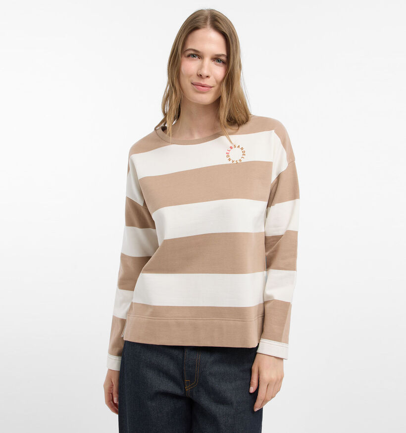 Elbsand Hilma Bruine/Witte Gestreepte Sweater voor dames (381290)