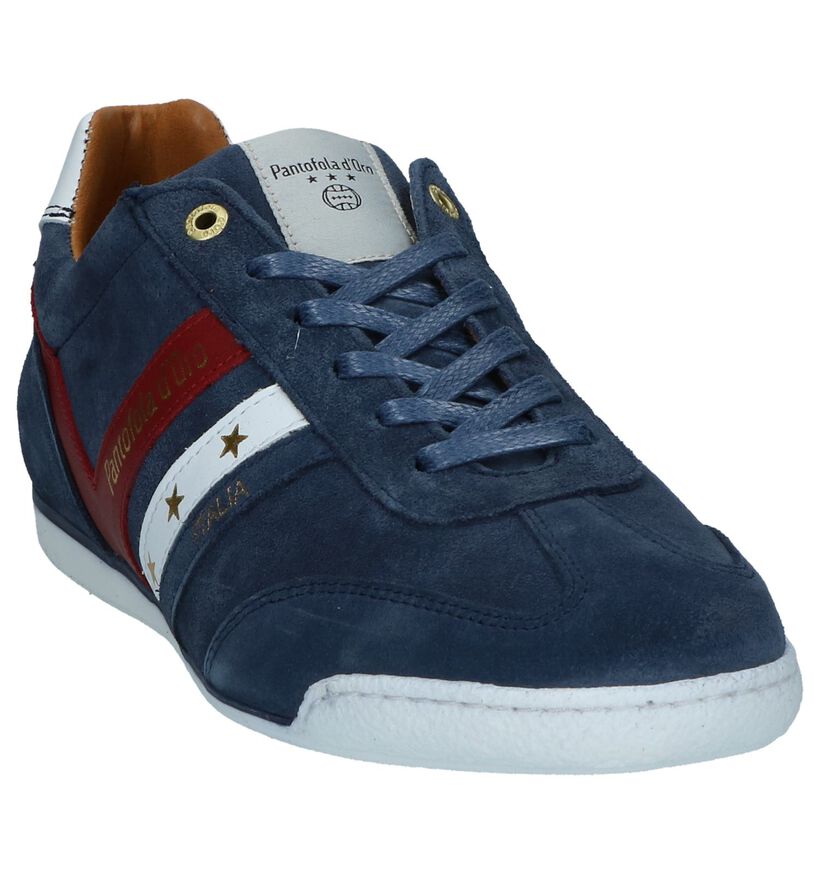 Donkerblauwe Pantofola d'Oro Casual Veterschoenen in daim (240863)