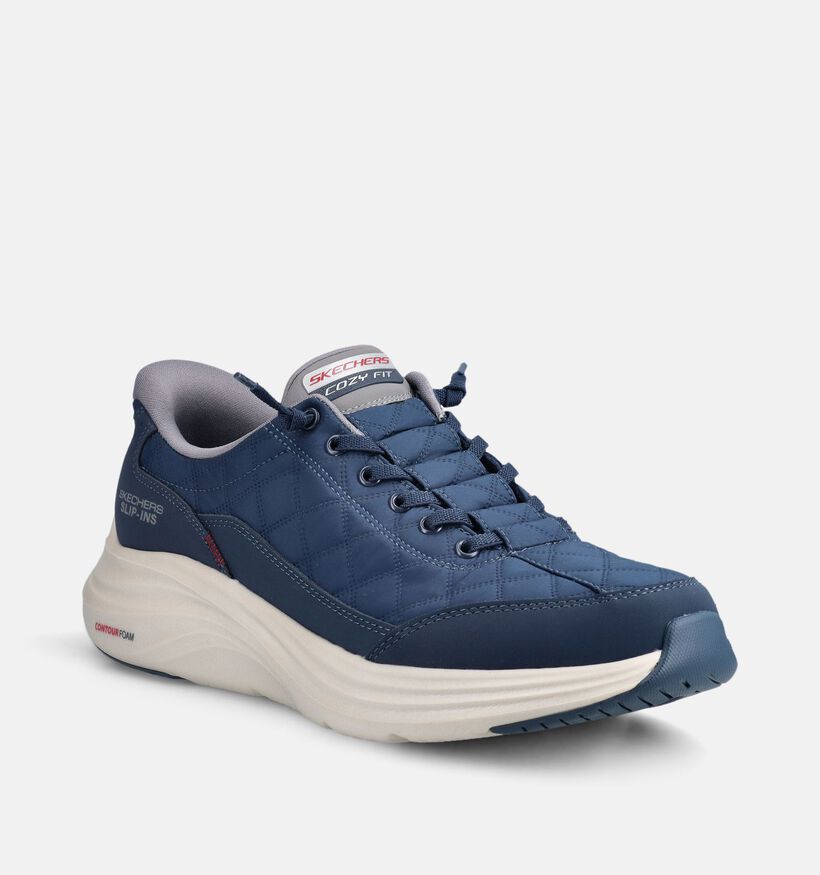 Skechers Contour Foam Cozy Fit Baskets en Bleu fonc&eacute; pour hommes (375635)