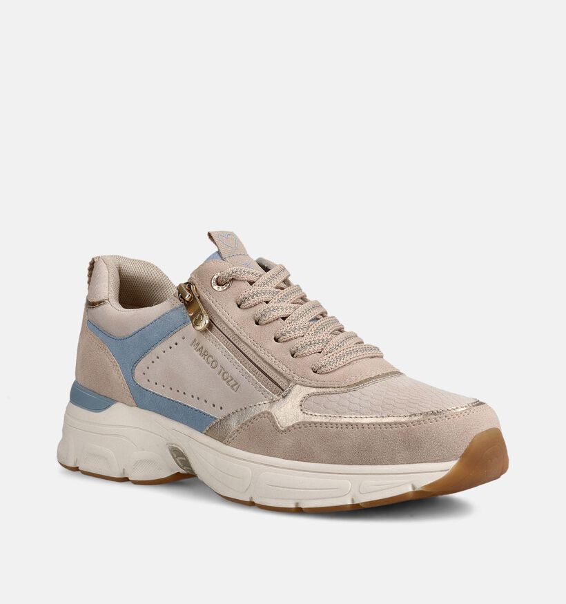 Marco Tozzi Baskets en Beige/Bleu pour femmes (367940) - pour semelles orthop&eacute;diques