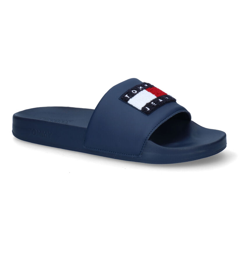 Tommy Hilfiger Towelling Flag Slide Nu-pieds en Bleu en synthétique (300634)