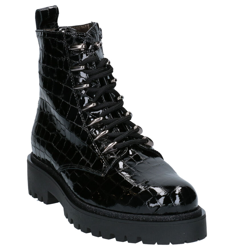 Hip Boots à lacets en Noir en verni (259710)