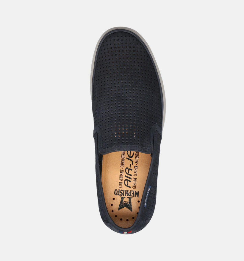 Mephisto Tiago Sportbuck Chaussures confort en Bleu fonc&eacute; pour hommes (370209) - pour semelles orthop&eacute;diques