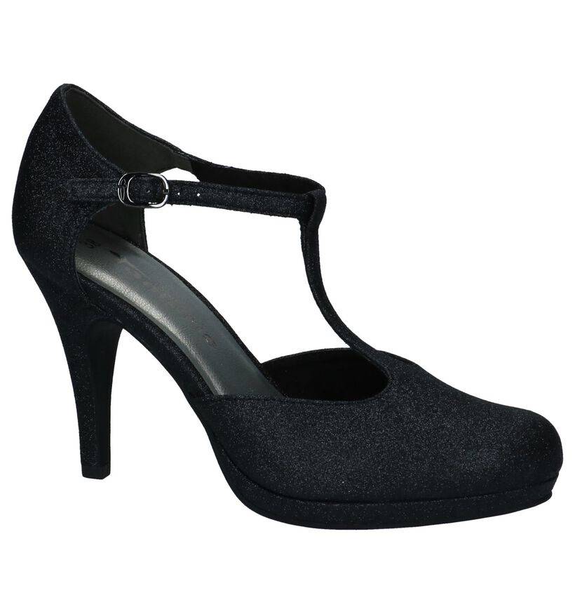 Tamaris Zwarte Glitterende Pumps met Bandje in stof (237705)