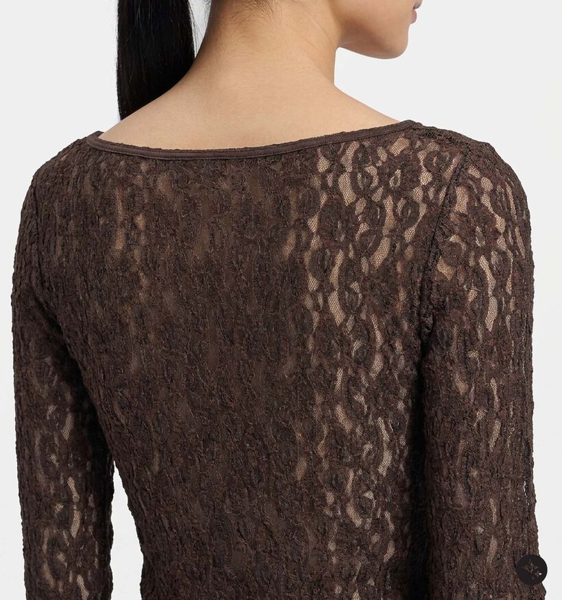 Vero Moda Flora Donkerbruine T-shirt met Lange Mouwen voor dames (381313)
