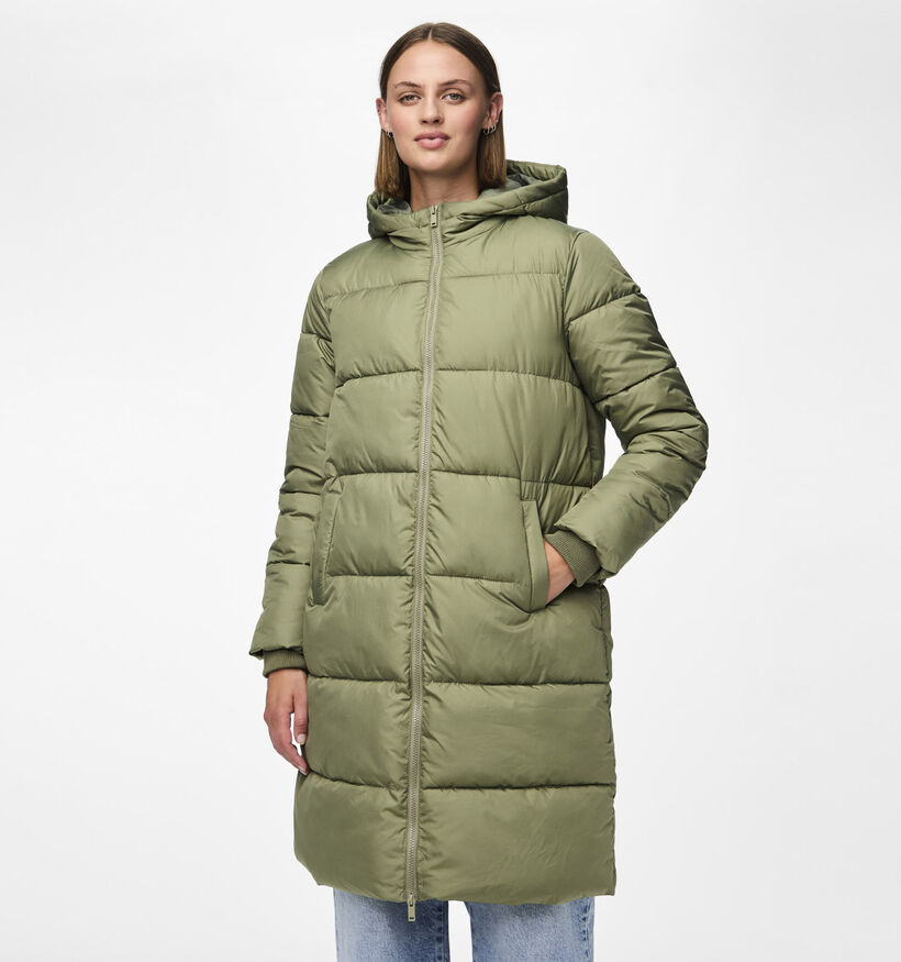 Pieces Bee Kaki Lange puffer jas voor dames (342964)