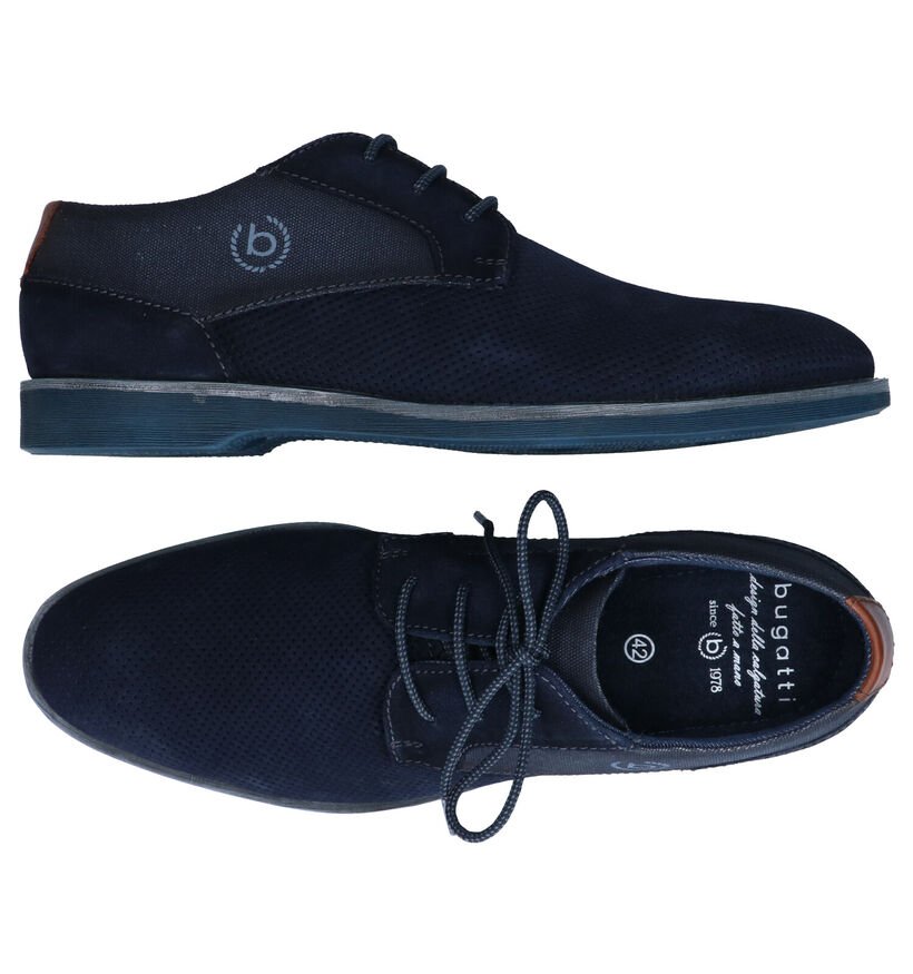 Bugatti Blauwe Geklede Veterschoenen in nubuck (293629)