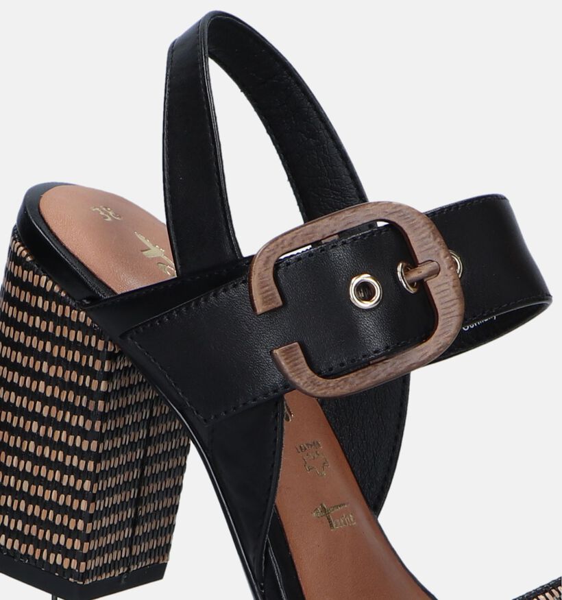 Tamaris Sandales avec talon carré en Noir pour femmes (338235)