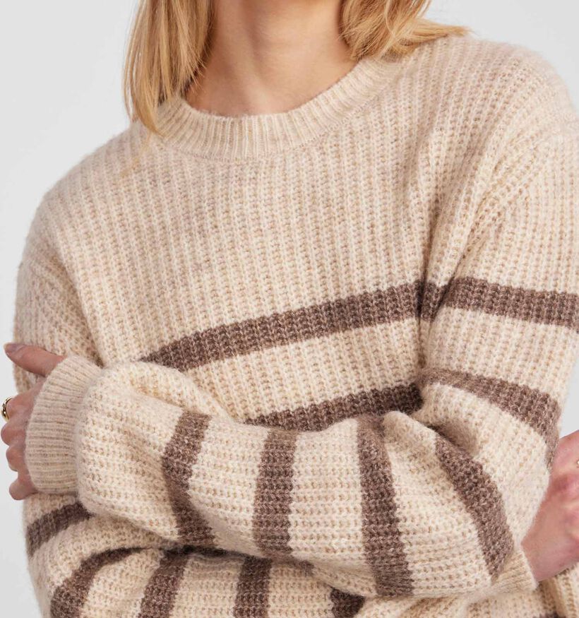 Pieces Nanna Pull rayé en Beige pour femmes (332859)