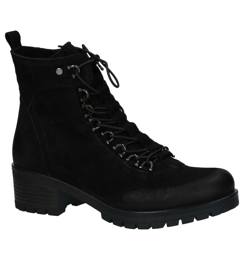 Zwarte Boots met Rits/Veter Baboos in leer (235323)