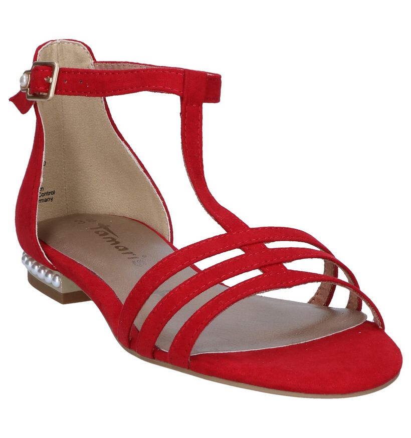 Rode Sandalen Tamaris in stof (243718)